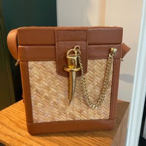 SANCIA Australia Raffia & Leather Box Bag